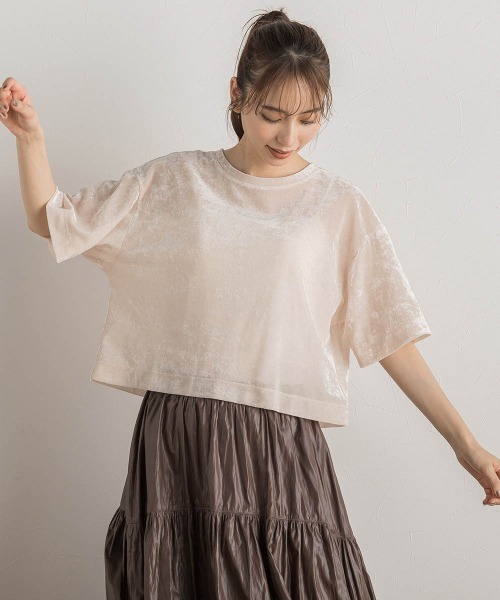 Droite lautreamont(ドロワットロートレアモン)の「シアーカームメッシュプルオーバー≪手洗い可能≫(Tシャツ/カットソー・レディース・ピンク/ライトグレー/オフホワイト・M)」の4枚目の写真