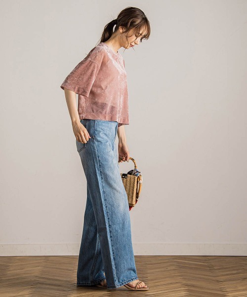 Droite lautreamont(ドロワットロートレアモン)の「シアーカームメッシュプルオーバー≪手洗い可能≫(Tシャツ/カットソー・レディース・ピンク/ライトグレー/オフホワイト・M)」の16枚目の写真