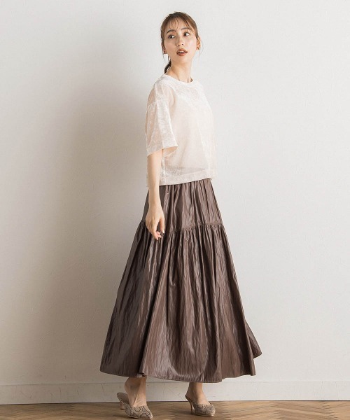 Droite lautreamont(ドロワットロートレアモン)の「シアーカームメッシュプルオーバー≪手洗い可能≫(Tシャツ/カットソー・レディース・ピンク/ライトグレー/オフホワイト・M)」の6枚目の写真