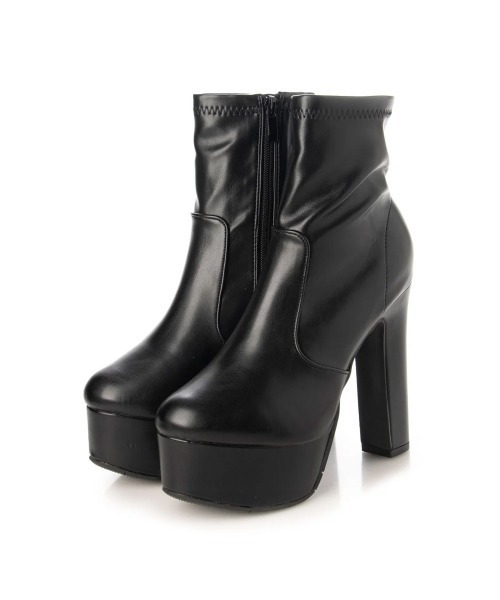 DEMETER（デメテル）の「【13.5cmヒール】厚底 ハイヒール ストレッチブーツ（ブーツ・レディース・ブラック系その他/オフホワイト/ブラック・S/M/L/LL）」の14枚目の写真