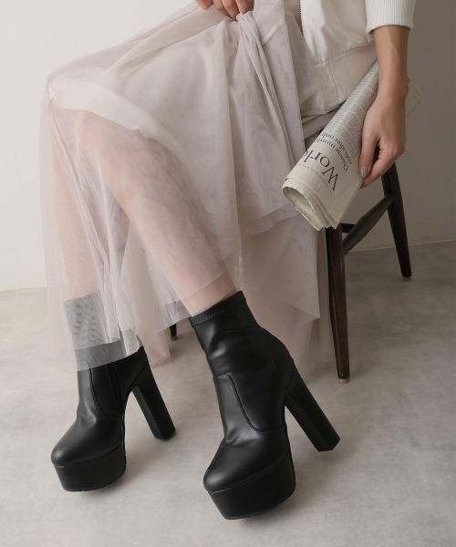 DEMETER【セール】【13.5cmヒール】厚底 ハイヒール ストレッチブーツ（ブーツ）