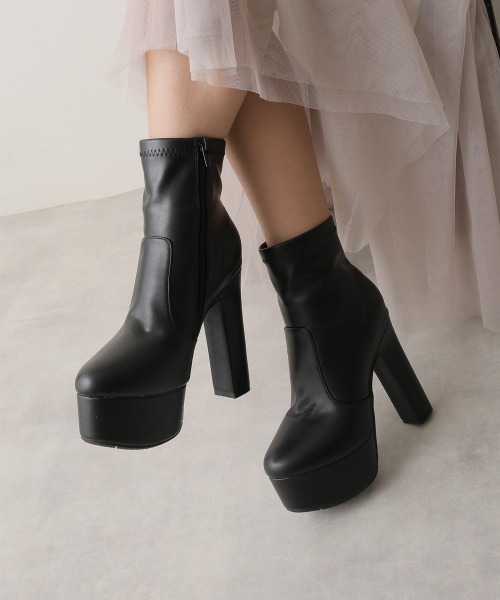 DEMETER【セール】【13.5cmヒール】厚底 ハイヒール ストレッチブーツ（ブーツ）