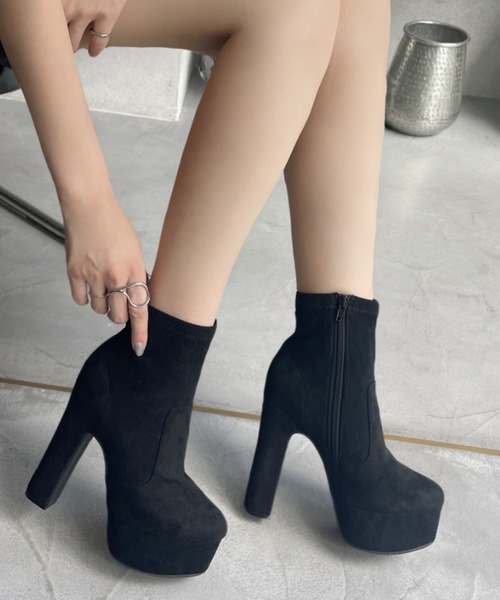 DEMETER【セール】【13.5cmヒール】厚底 ハイヒール ストレッチブーツ（ブーツ）