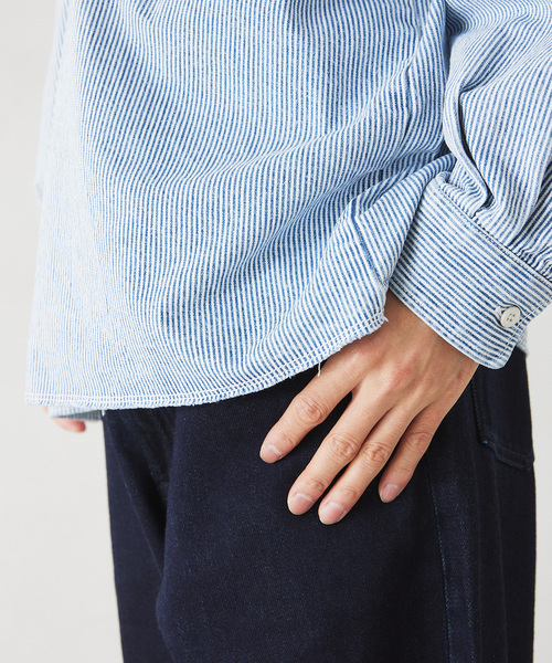 USA製 BEN DAVIS ヒッコリー ハーフジップシャツ 2XL 00'S BEN DAVIS HICKORY STRIPE PATTERN HALF ZIP S/S WORK