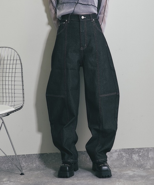 ANOTHER S（アナザーエス）の「デニムシームカーブパンツ（デニムパンツ・レディース・グレー/ブルー/ブラック/インディゴブルー・S/M）」の2枚目の写真