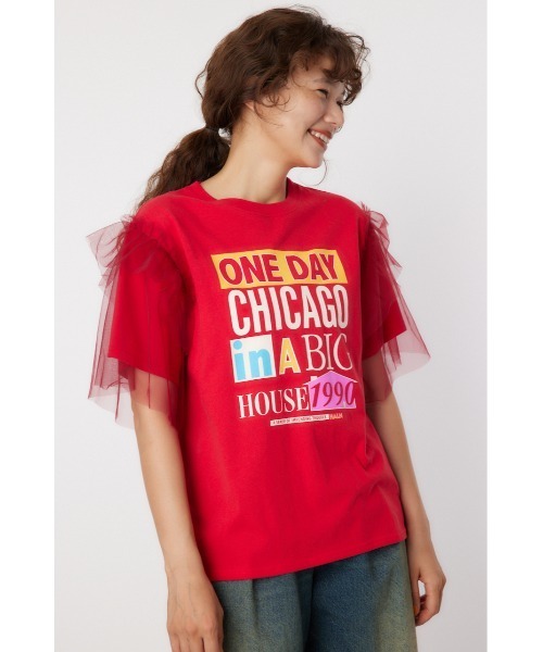 RODEO CROWNS WIDE BOWL(ロデオクラウンズワイドボウル)の「ONE DAY 袖チュールトップス(Tシャツ/カットソー・レディース・ブラック/オフホワイト/マスタード/バーガンディー・FREE)」の5枚目の写真