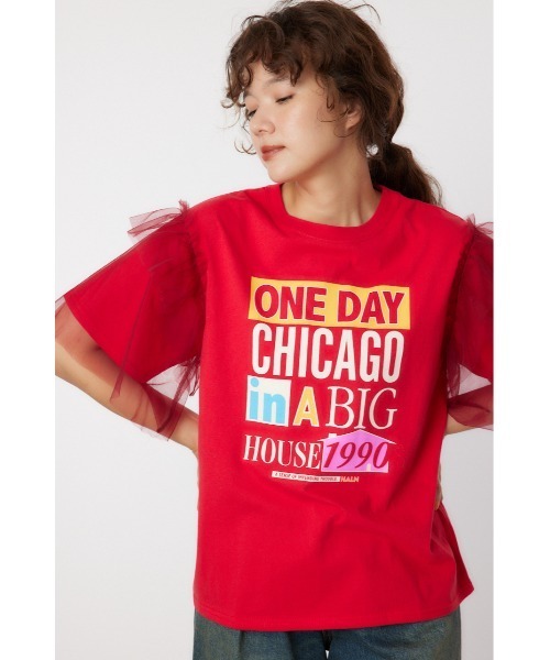 RODEO CROWNS WIDE BOWL(ロデオクラウンズワイドボウル)の「ONE DAY 袖チュールトップス(Tシャツ/カットソー・レディース・ブラック/オフホワイト/マスタード/バーガンディー・FREE)」の6枚目の写真