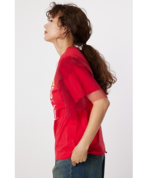 RODEO CROWNS WIDE BOWL(ロデオクラウンズワイドボウル)の「ONE DAY 袖チュールトップス(Tシャツ/カットソー・レディース・ブラック/オフホワイト/マスタード/バーガンディー・FREE)」の7枚目の写真
