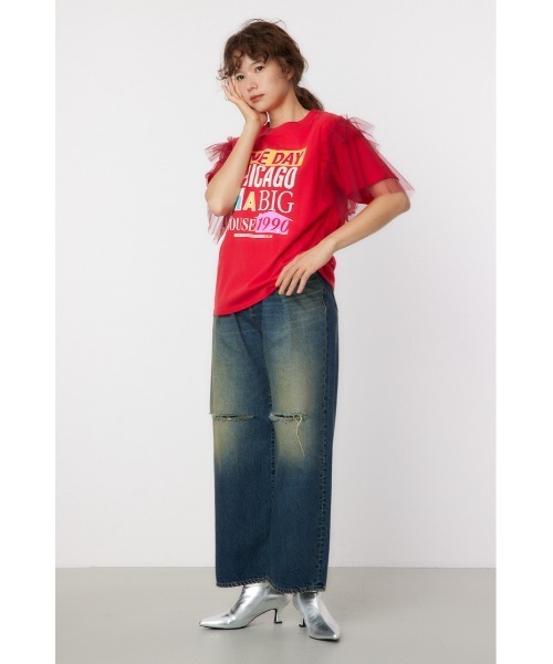 RODEO CROWNS WIDE BOWL(ロデオクラウンズワイドボウル)の「ONE DAY 袖チュールトップス(Tシャツ/カットソー・レディース・ブラック/オフホワイト/マスタード/バーガンディー・FREE)」の9枚目の写真
