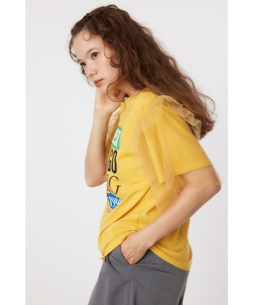 RODEO CROWNS WIDE BOWL(ロデオクラウンズワイドボウル)の「ONE DAY 袖チュールトップス(Tシャツ/カットソー・レディース・ブラック/オフホワイト/マスタード/バーガンディー・FREE)」の12枚目の写真