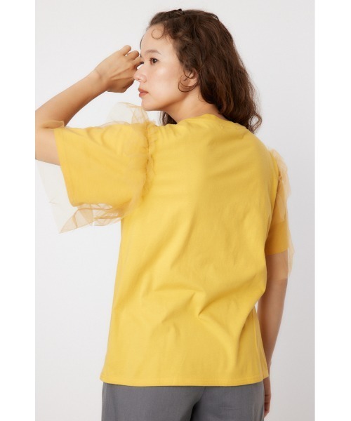 RODEO CROWNS WIDE BOWL(ロデオクラウンズワイドボウル)の「ONE DAY 袖チュールトップス(Tシャツ/カットソー・レディース・ブラック/オフホワイト/マスタード/バーガンディー・FREE)」の13枚目の写真