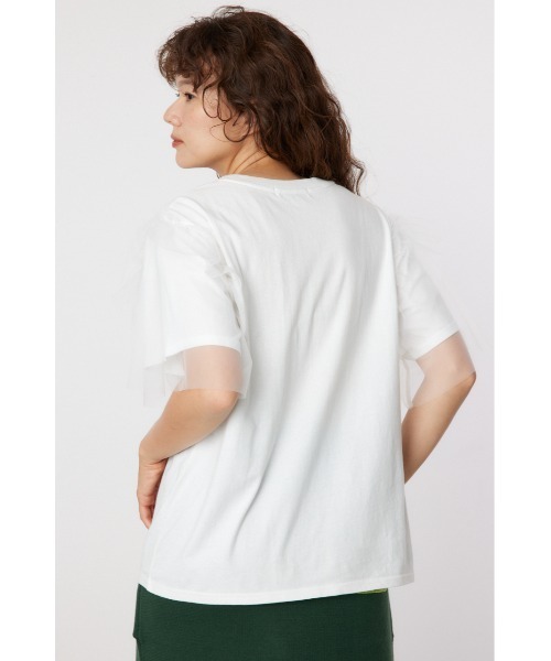 RODEO CROWNS WIDE BOWL(ロデオクラウンズワイドボウル)の「ONE DAY 袖チュールトップス(Tシャツ/カットソー・レディース・ブラック/オフホワイト/マスタード/バーガンディー・FREE)」の19枚目の写真