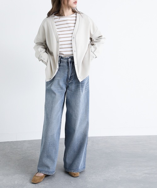 n'OrLABEL（ノアールレーベル）の「『Vネックダンボールカーディガン』（カーディガン/ボレロ・レディース・アイボリー/ブラック/チャコール・1/2）」の16枚目の写真