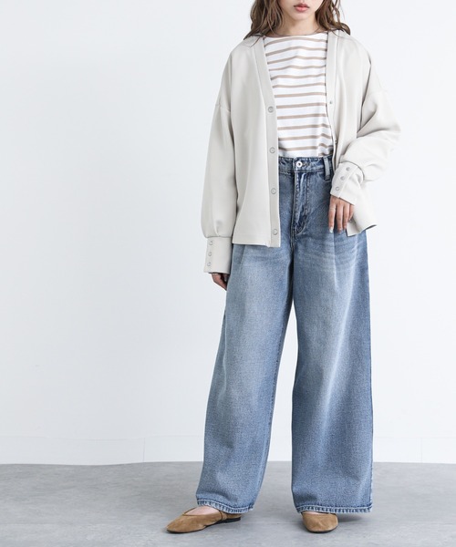 n'OrLABEL（ノアールレーベル）の「『Vネックダンボールカーディガン』（カーディガン/ボレロ・レディース・アイボリー/ブラック/チャコール・1/2）」の15枚目の写真