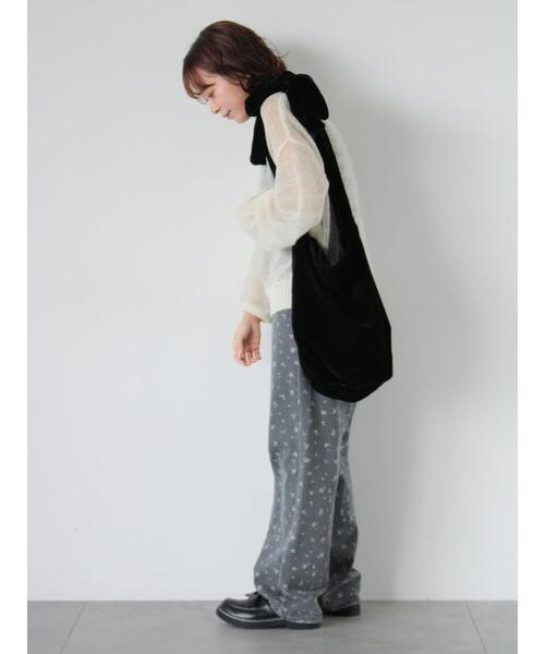 ehka sopo（エヘカソポ）の「ベロアリボンバッグ（ハンドバッグ・レディース・ブラック/グレー/グリーン・F）」の13枚目の写真