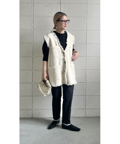 Bou Jeloud（ブージュルード）の「【36-40サイズ展開あり】キレイMeストレッチパンツ（スラックス・レディース・ブラック/グレイッシュベージュ/ブルー/オレンジ/イエロー/グリーン・36/38/40）」の9枚目の写真