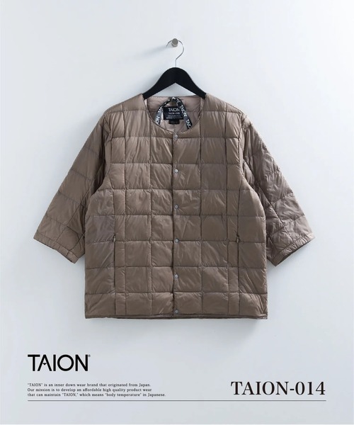 TAION(タイオン)の「【TAION(タイオン)】〈メンズ〉ベーシック クルーネック七分袖 ダウンジャケット(ダウンジャケット/コート・メンズ・ネイビー/チャコール/ダークオリーブ/カーキ/レオパード/サンドベージュ/ブラック/ブラウン系1/チャコールグレー・XL/L/M/S/2XL)」の6枚目の写真