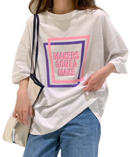Mayree(メイリー)の「ロゴプリントT(BL)(Tシャツ/カットソー・レディース・ホワイト/グリーン/ピンク・FREE)」の4枚目の写真
