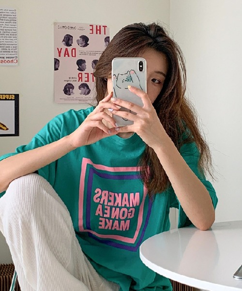 Mayree(メイリー)の「ロゴプリントT(BL)(Tシャツ/カットソー・レディース・ホワイト/グリーン/ピンク・FREE)」の6枚目の写真