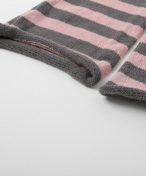 URBAN CHERRY（アーバンチェリー）の「ニットボーダーレッグウォーマー（レッグウォーマー・キッズ・ブラック/ピンク/グレー・FREE）」の12枚目の写真