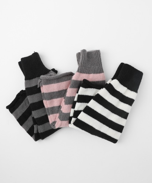 URBAN CHERRY（アーバンチェリー）の「ニットボーダーレッグウォーマー（レッグウォーマー・キッズ・ブラック/ピンク/グレー・FREE）」の13枚目の写真