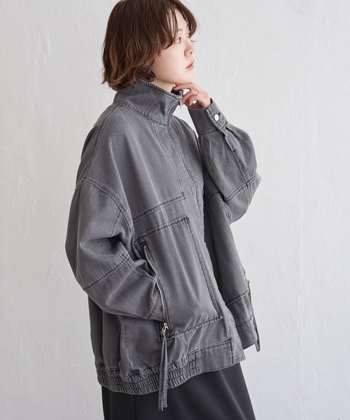 notch.(ノッチ)の「デニムスタンドジップブルゾン(デニムジャケット・レディース・グレー/ブルー・M)」の18枚目の写真