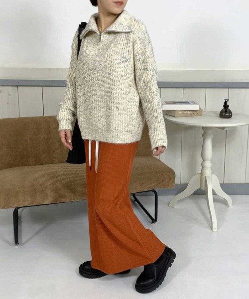 CRB（シーアールビー）の「リブIラインロングスカート（スカート・レディース・チャコール/オレンジ/ベージュ/レッド/アイボリー/ブラック/ブルー/オレンジ系その他/ピンク/ライム/グリーン・F）」の15枚目の写真