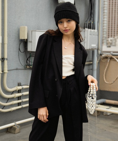 ACLENT テーラードジャケット　ブラック ACLENT（アクレント）の「ボーイフレンドオーバージャケット