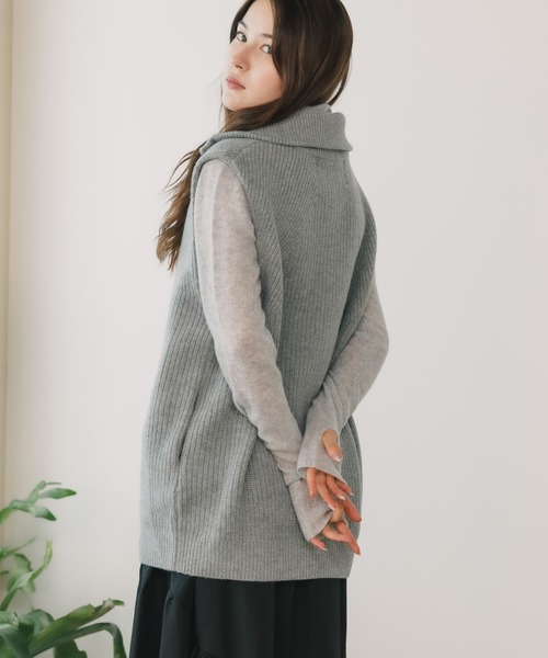 【未使用級】アダワス adawas ウール ジップベスト グレー フリーサイズ ADAWAS（アダワズ）の「ADAWAS/アダワス ULTRA FINE WOOL ZIP VEST