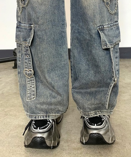 セール】チェーン付デニムカーゴパンツ（デニムパンツ）｜non