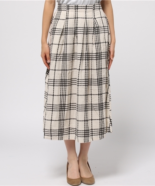 CIAOPANIC（チャオパニック）の「【Ciaopanic】　チェックロングSK（スカート・レディース・キャメル/オフホワイト・FREE）」の3枚目の写真