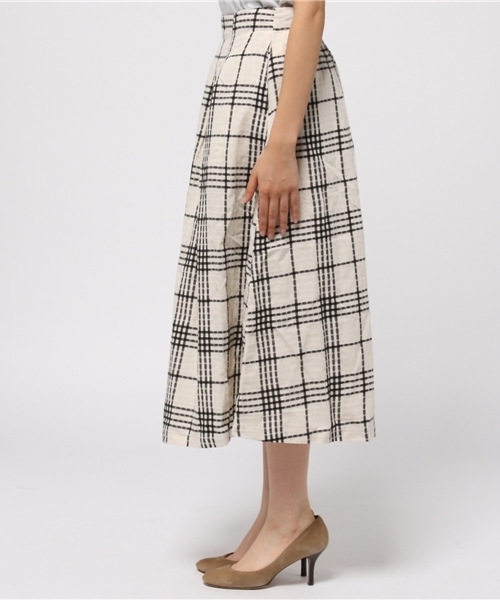CIAOPANIC（チャオパニック）の「【Ciaopanic】　チェックロングSK（スカート・レディース・キャメル/オフホワイト・FREE）」の4枚目の写真