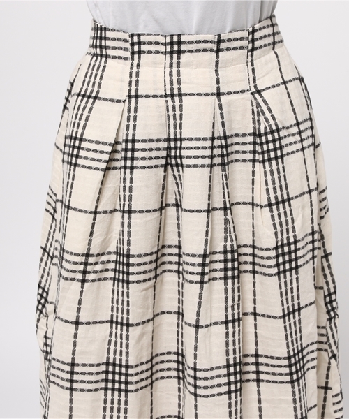 CIAOPANIC（チャオパニック）の「【Ciaopanic】　チェックロングSK（スカート・レディース・キャメル/オフホワイト・FREE）」の6枚目の写真