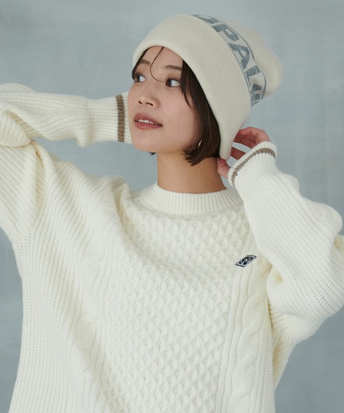 Arnold Palmer（アーノルドパーマー）の「ジャガード ロゴ ニット シェア キャップ（ニットキャップ/ビーニー・レディース・アイボリー/テラコッタ/グレー/ブラック・F）」の2枚目の写真