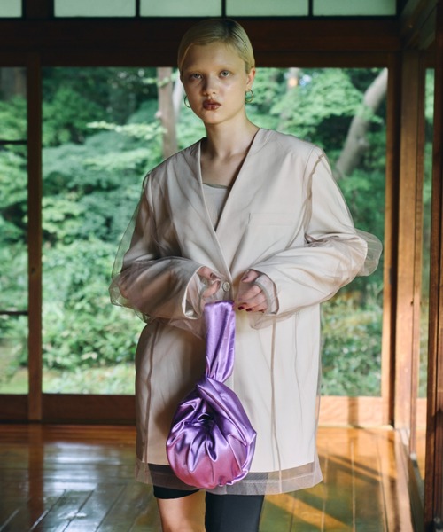 ANDRESD(アンドレスド)の「ボクシーレイヤードチュールジャケット / boxy layered tulle jacket(テーラードジャケット・レディース・チャコール/ベージュ・L/M/S)」の16枚目の写真