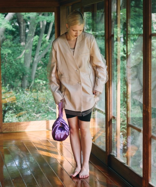 ANDRESD(アンドレスド)の「ボクシーレイヤードチュールジャケット / boxy layered tulle jacket(テーラードジャケット・レディース・チャコール/ベージュ・L/M/S)」の20枚目の写真