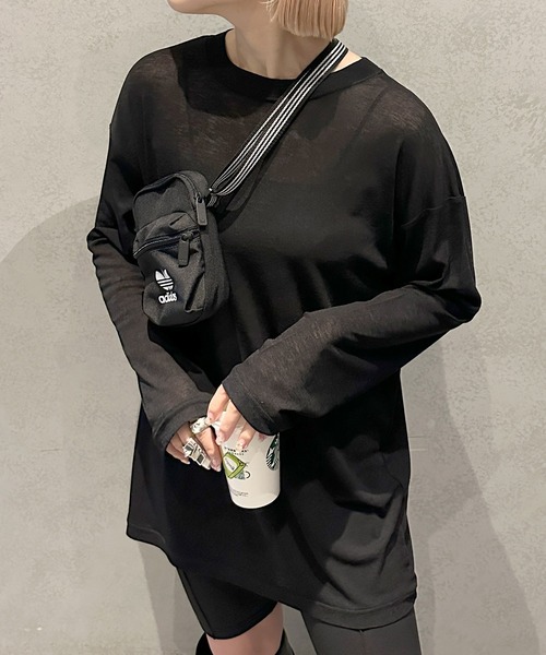 Alley Tokyo(アリートーキョー)の「スラブシアーカットロンTロング(Tシャツ/カットソー・レディース・ライム/サックスブルー系/ピンク/ホワイト/ブラック・FREE)」の1枚目の写真