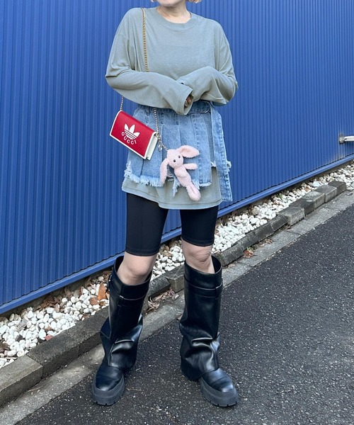 Alley Tokyo(アリートーキョー)の「スラブシアーカットロンTロング(Tシャツ/カットソー・レディース・ライム/サックスブルー系/ピンク/ホワイト/ブラック・FREE)」の21枚目の写真