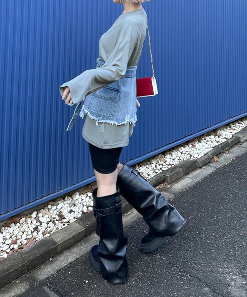 Alley Tokyo(アリートーキョー)の「スラブシアーカットロンTロング(Tシャツ/カットソー・レディース・ライム/サックスブルー系/ピンク/ホワイト/ブラック・FREE)」の22枚目の写真