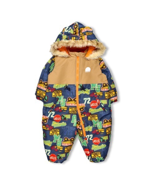 【セール】働く車ロゴ柄スノーコンビ（ロンパース）｜moujonjon（ムージョンジョン）