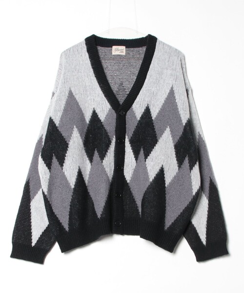 GLOSTER（グロスター）の「【限定展開】【GLOSTER/グロスター】モヘヤライク カーディガン (チェック/アーガイル)（カーディガン/ボレロ・メンズ・グレー系その他/ベージュ系その他/グリーン系その他/ブルー系その他・M/L/XL）」の2枚目の写真