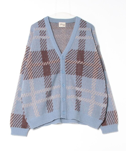 GLOSTER（グロスター）の「【限定展開】【GLOSTER/グロスター】モヘヤライク カーディガン (チェック/アーガイル)（カーディガン/ボレロ・メンズ・グレー系その他/ベージュ系その他/グリーン系その他/ブルー系その他・M/L/XL）」の4枚目の写真