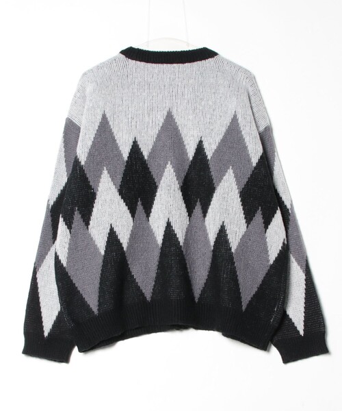 GLOSTER（グロスター）の「【限定展開】【GLOSTER/グロスター】モヘヤライク カーディガン (チェック/アーガイル)（カーディガン/ボレロ・メンズ・グレー系その他/ベージュ系その他/グリーン系その他/ブルー系その他・M/L/XL）」の5枚目の写真