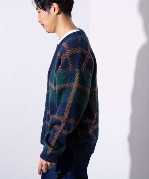 GLOSTER（グロスター）の「【限定展開】【GLOSTER/グロスター】モヘヤライク カーディガン (チェック/アーガイル)（カーディガン/ボレロ・メンズ・グレー系その他/ベージュ系その他/グリーン系その他/ブルー系その他・M/L/XL）」の7枚目の写真