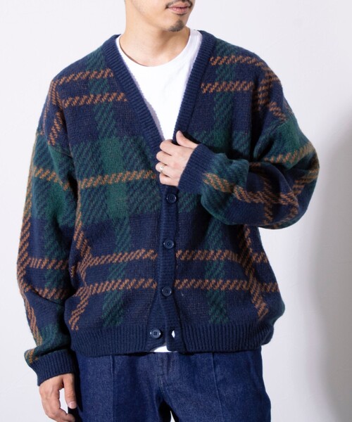 GLOSTER（グロスター）の「【限定展開】【GLOSTER/グロスター】モヘヤライク カーディガン (チェック/アーガイル)（カーディガン/ボレロ・メンズ・グレー系その他/ベージュ系その他/グリーン系その他/ブルー系その他・M/L/XL）」の10枚目の写真