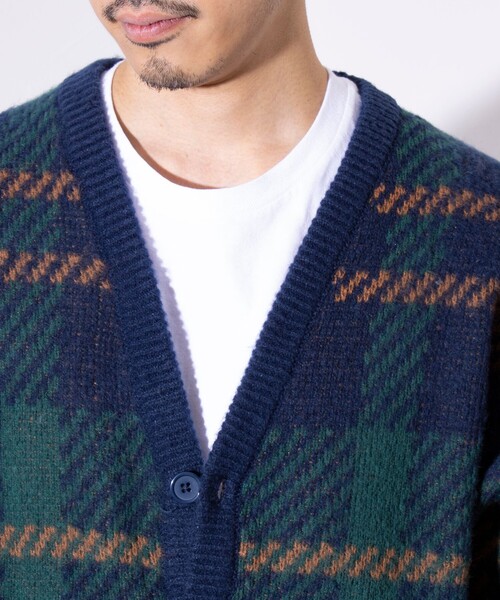 GLOSTER（グロスター）の「【限定展開】【GLOSTER/グロスター】モヘヤライク カーディガン (チェック/アーガイル)（カーディガン/ボレロ・メンズ・グレー系その他/ベージュ系その他/グリーン系その他/ブルー系その他・M/L/XL）」の11枚目の写真