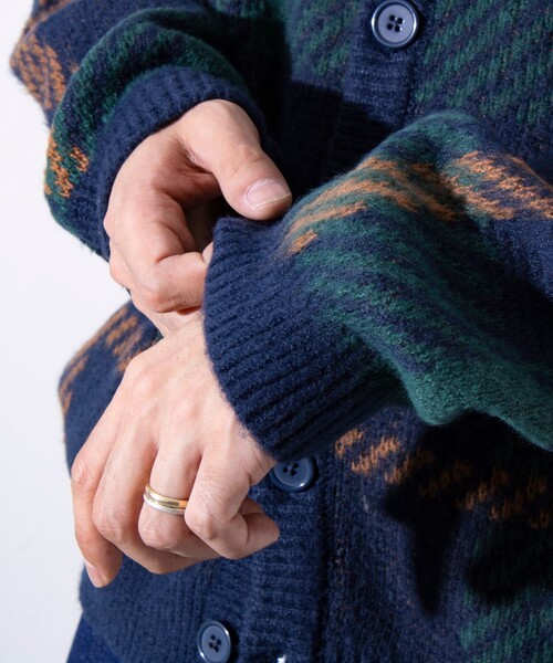 GLOSTER（グロスター）の「【限定展開】【GLOSTER/グロスター】モヘヤライク カーディガン (チェック/アーガイル)（カーディガン/ボレロ・メンズ・グレー系その他/ベージュ系その他/グリーン系その他/ブルー系その他・M/L/XL）」の12枚目の写真