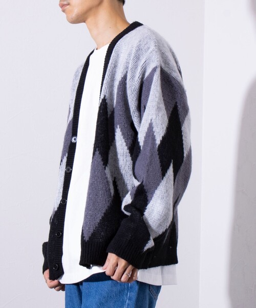 GLOSTER（グロスター）の「【限定展開】【GLOSTER/グロスター】モヘヤライク カーディガン (チェック/アーガイル)（カーディガン/ボレロ・メンズ・グレー系その他/ベージュ系その他/グリーン系その他/ブルー系その他・M/L/XL）」の16枚目の写真