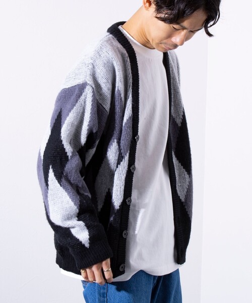 GLOSTER（グロスター）の「【限定展開】【GLOSTER/グロスター】モヘヤライク カーディガン (チェック/アーガイル)（カーディガン/ボレロ・メンズ・グレー系その他/ベージュ系その他/グリーン系その他/ブルー系その他・M/L/XL）」の18枚目の写真