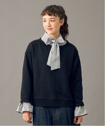 pom ponette junior（ポンポネットジュニア）の「【AMI】ボートネックプルオーバー　ボウタイブラウスセット（スウェット・キッズ）」